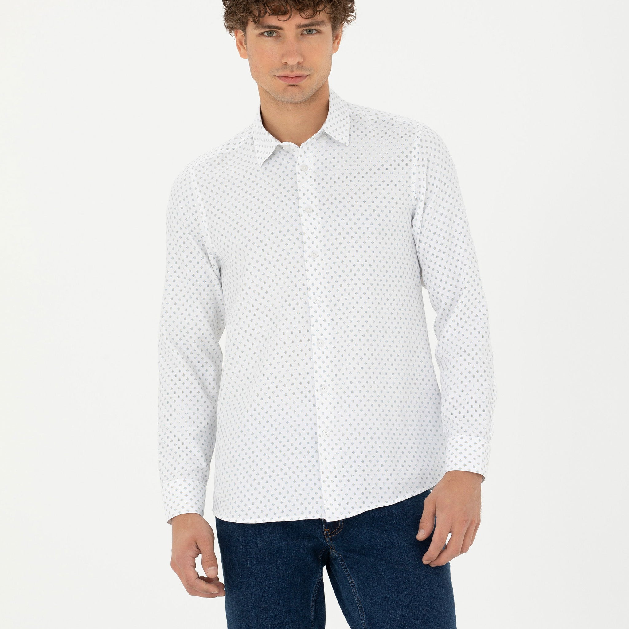 Oil Slim Fit Long Sleeve Shirt