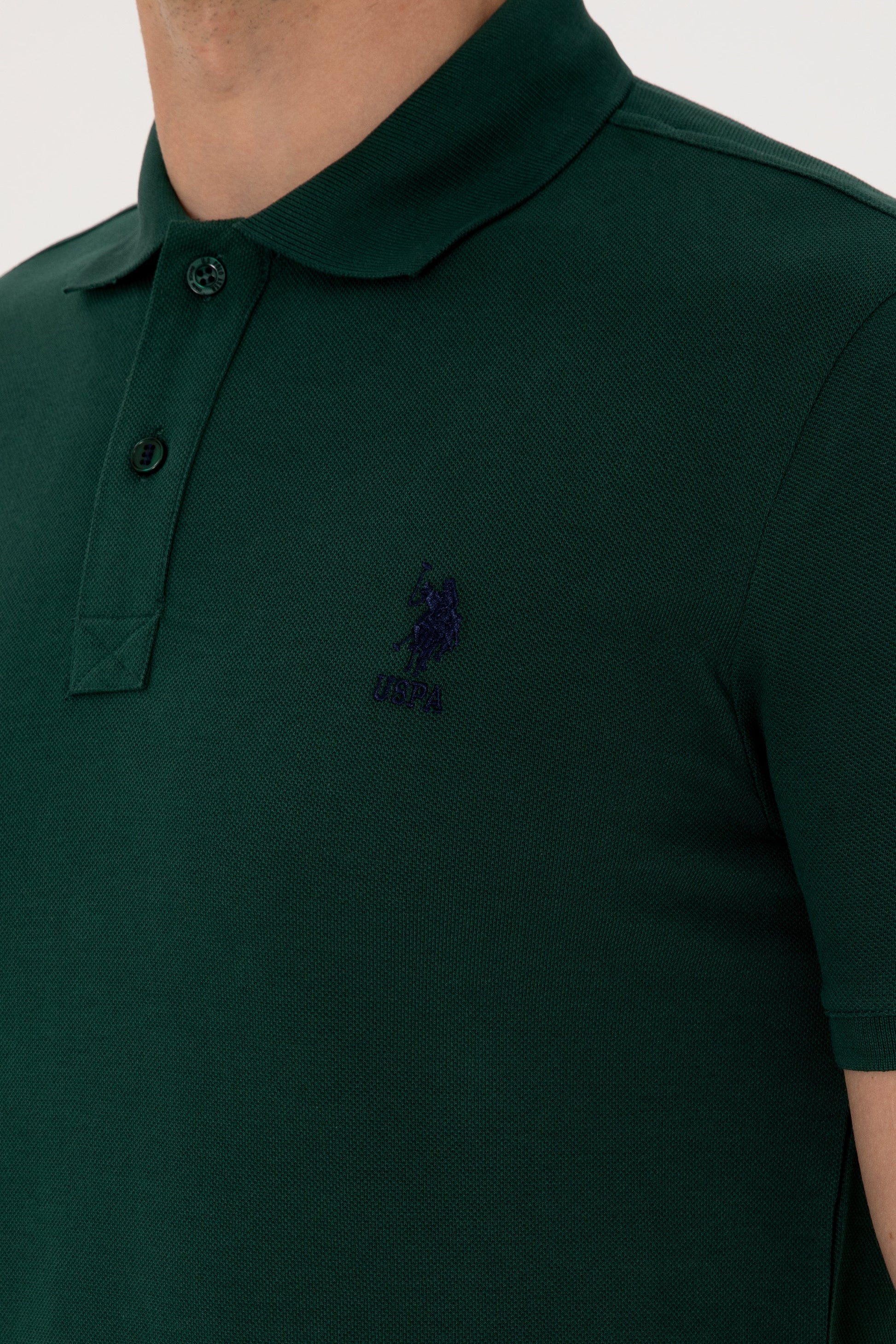 Men's Slim Fit Polo Neck Dark Green Basic T-Shirt