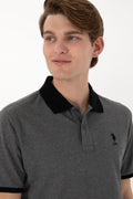 Men's Regular Fit Polo Neck Anthracite Melange Basic T-Shirt