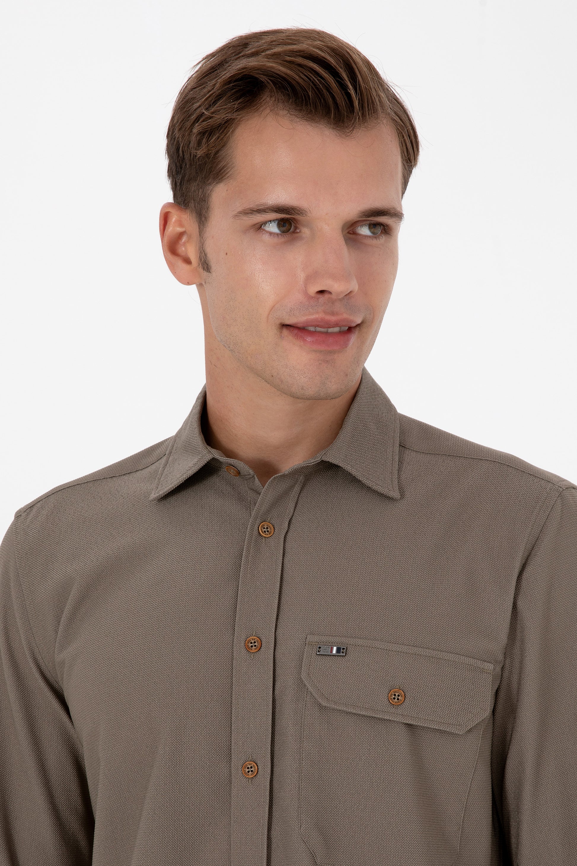 Men's Khaki Long Sleeve Shirt
