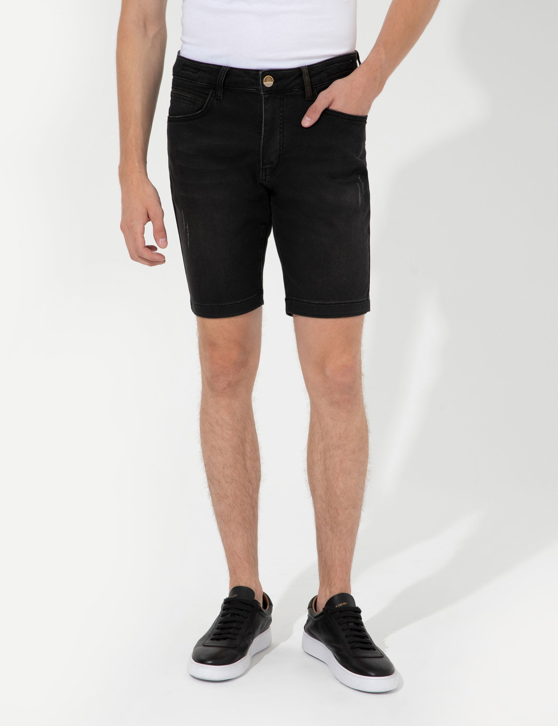 Anthracite Slim Fit Jeans Shorts