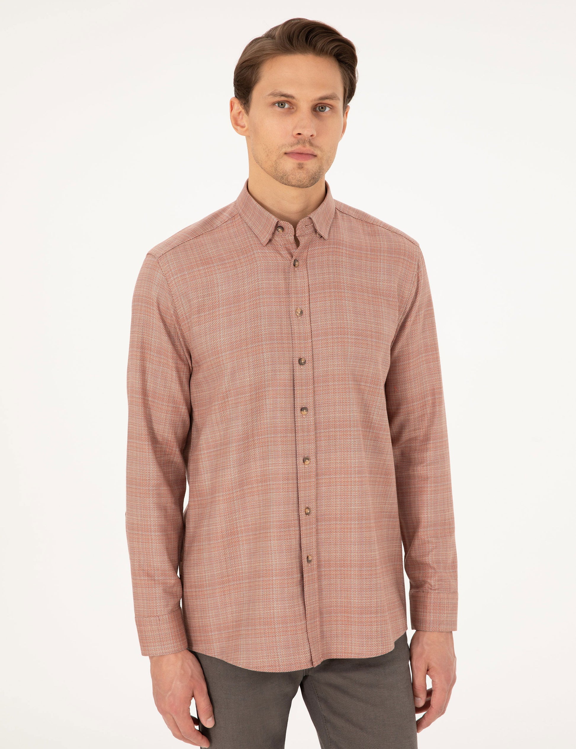 Orange Regular Fit Long Sleeve Shirt