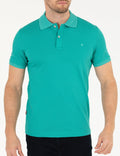 Green Slim Fit Polo Neck Mercerized T-Shirt