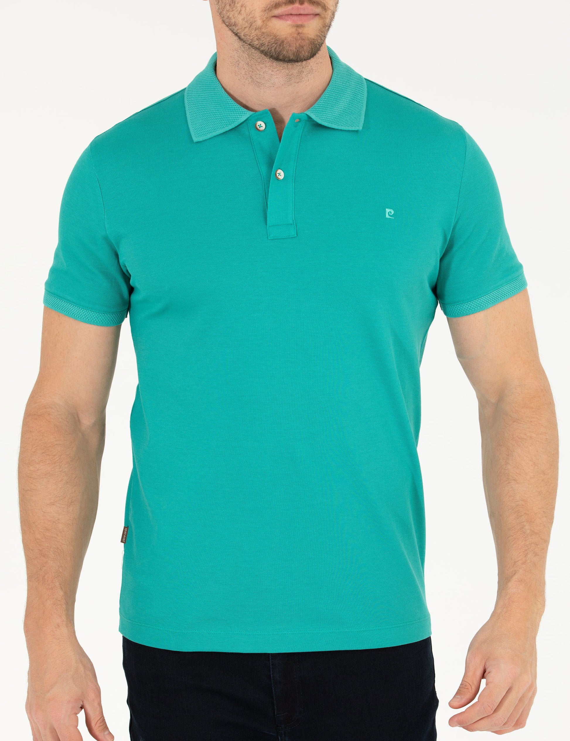 Green Slim Fit Polo Neck Mercerized T-Shirt