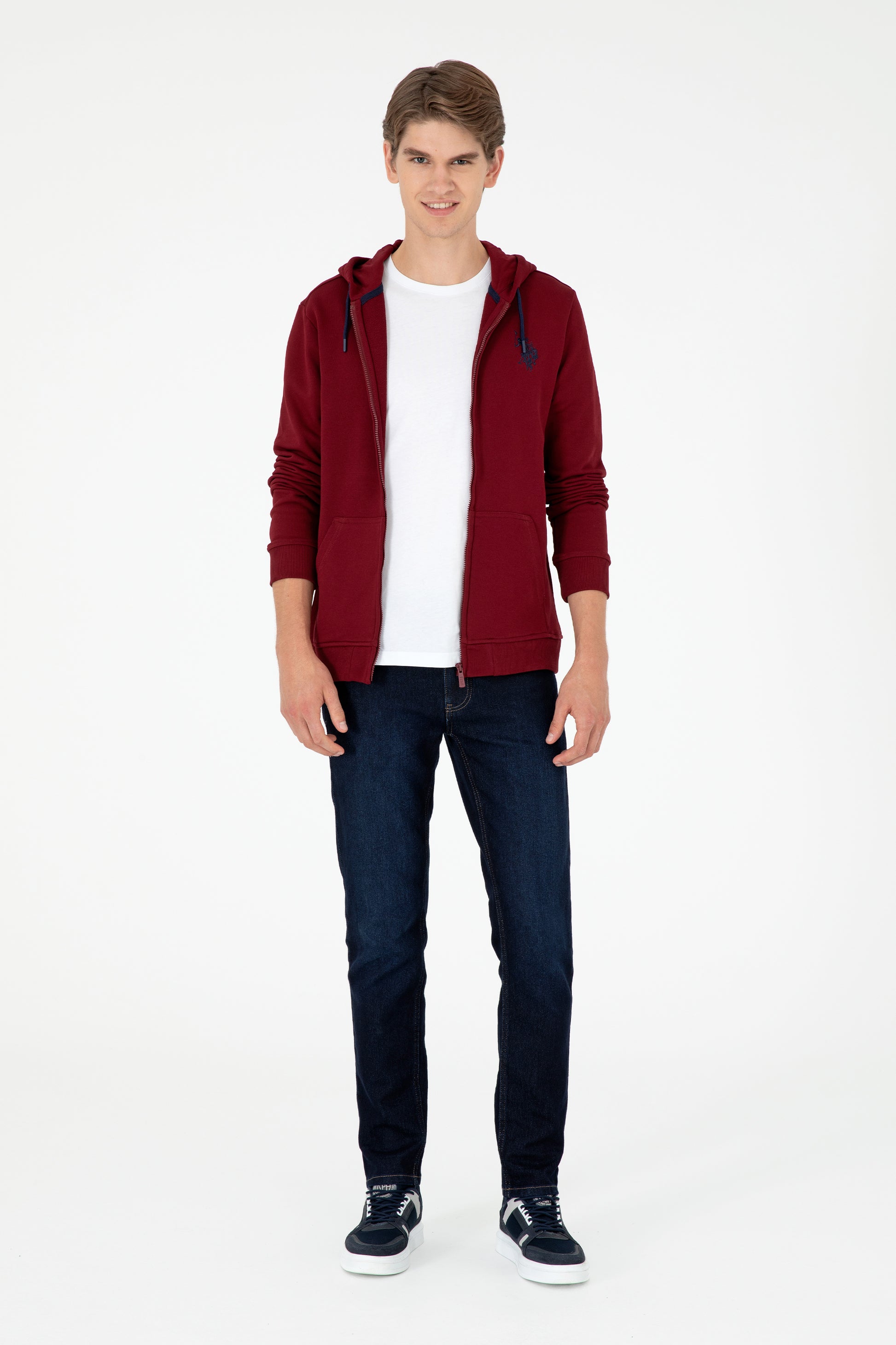 Men's Burgundy Knitted Cardigan