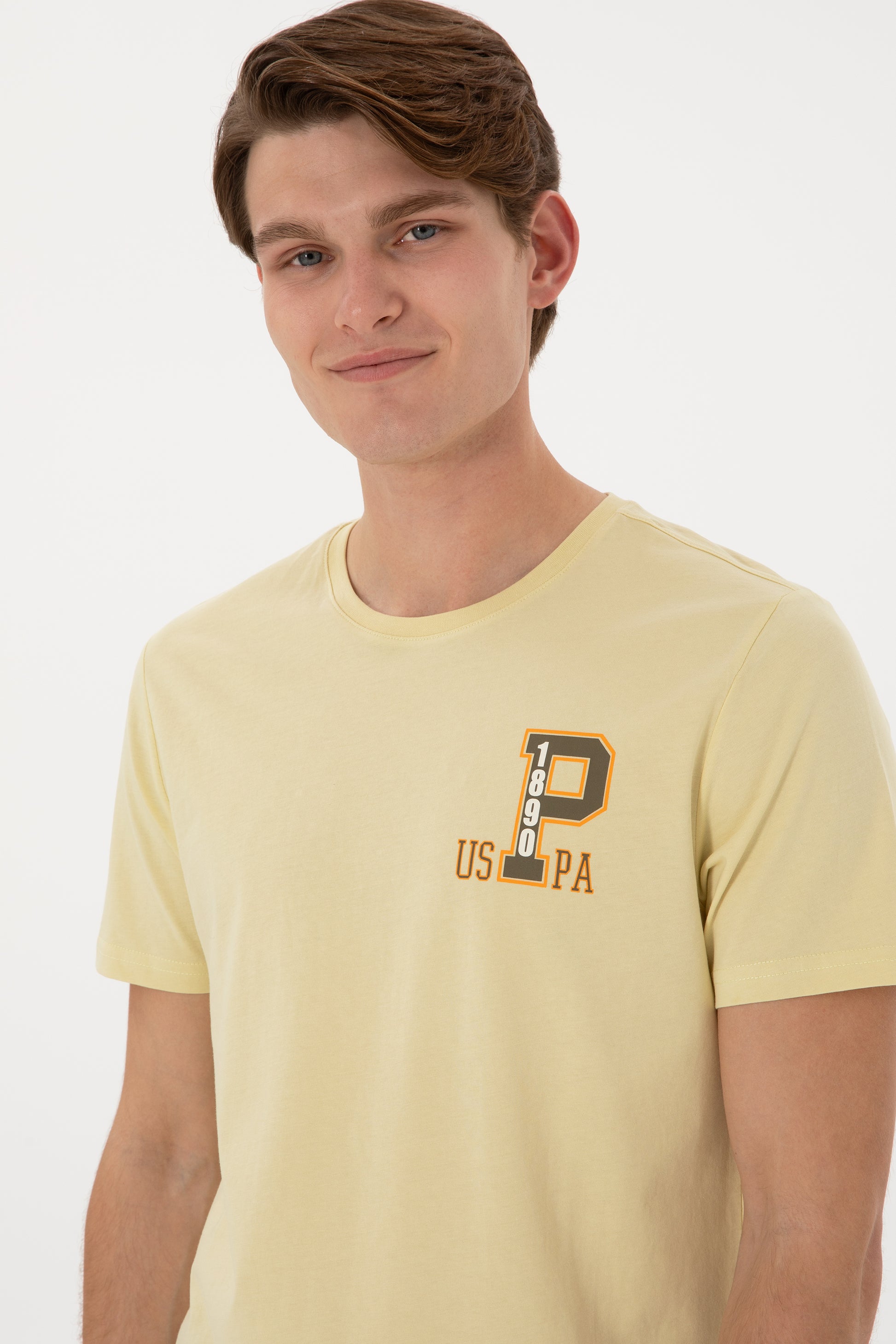 Men's Regular Fit Crew Neck Light Khaki T-Shirt