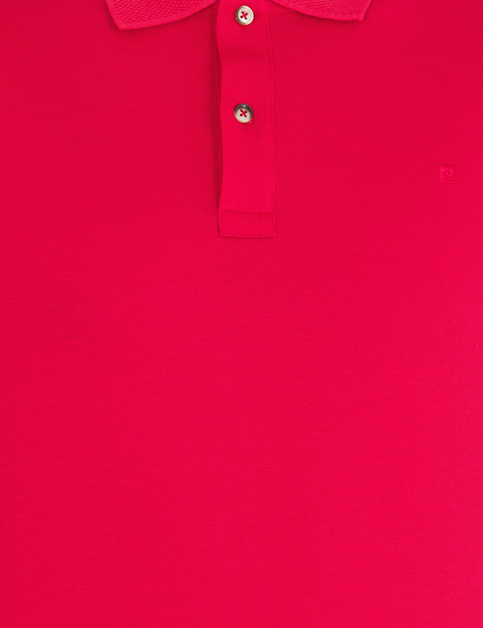 Red Slim Fit Polo Neck Mercerized T-Shirt