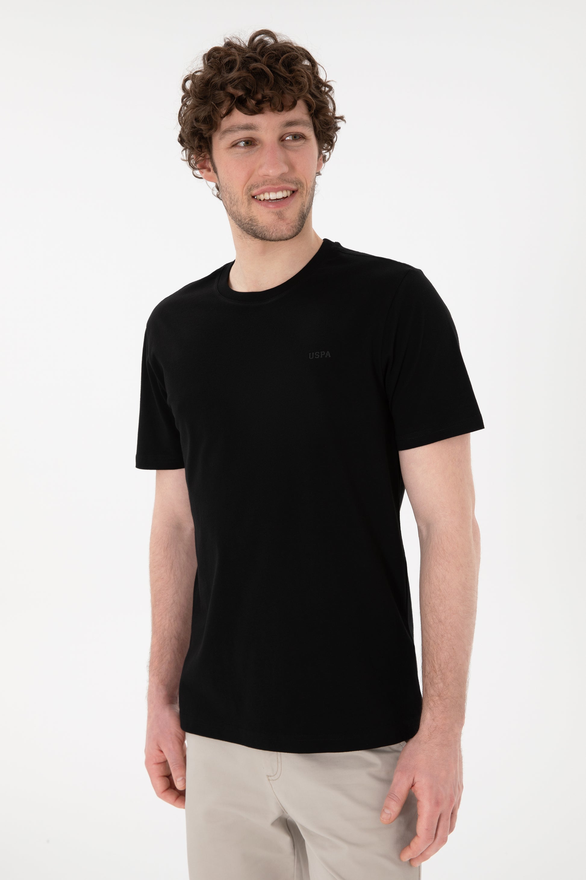 Men's Regular Fit Crew Neck Black Basic T-Shirt