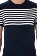 Men's Slim Fit Crew Neck Navy Sweater T-Shirt
