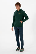Erkek Regular Fit Kapüşonlu Koyu Yeşil Basic Sweatshirt