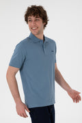 Men's Regular Fit Polo Neck Dark Blue Basic T-Shirt