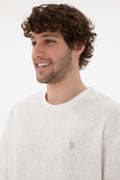 Men's Comfort Fit Crew Neck Ecru Jacquard Interlock T-Shirt