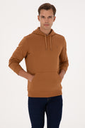 Erkek Regular Fit Kapişonlu Camel Basic Sweatshirt