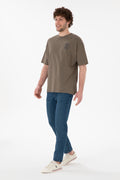 Men's Oversize Fit Crew Neck Mink T-Shirt