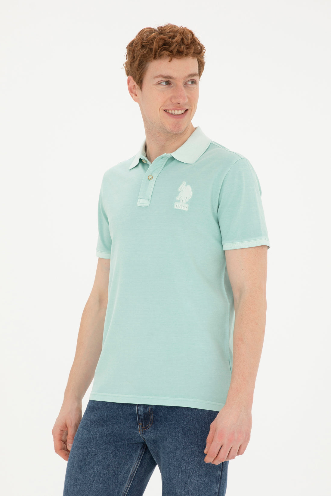 Men's Water Green Basic T-Shirt