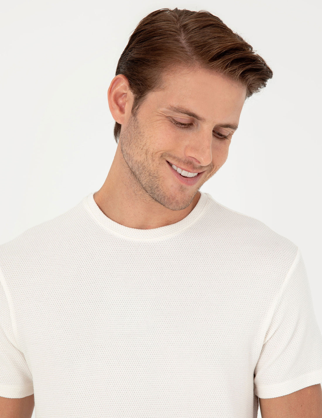Ecru Slim Fit Basic T-Shirt