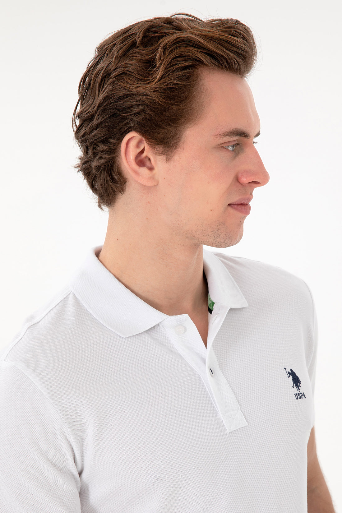 Men's Slim Fit Polo Neck White Basic T-Shirt