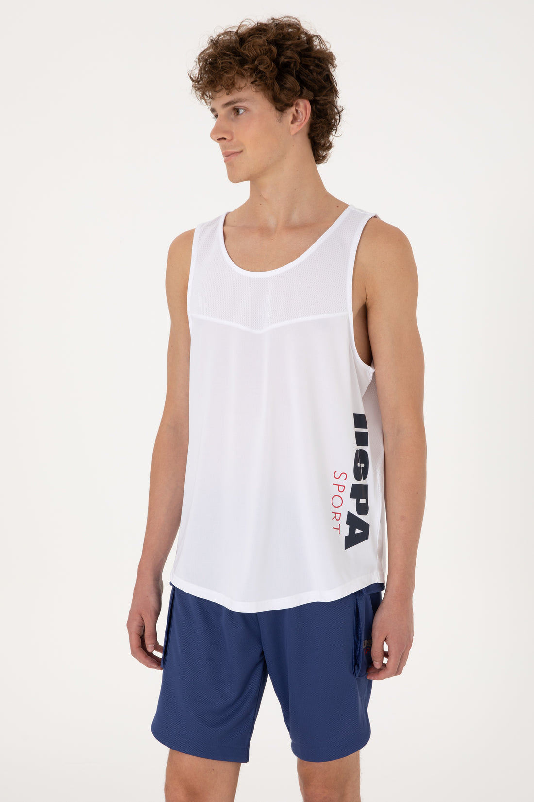 Men's Regular Fit Crew Neck White Sleeveless T-shirt