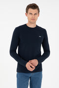 Men's Slim Fit Crew Neck Navy Basic Sweatshirt