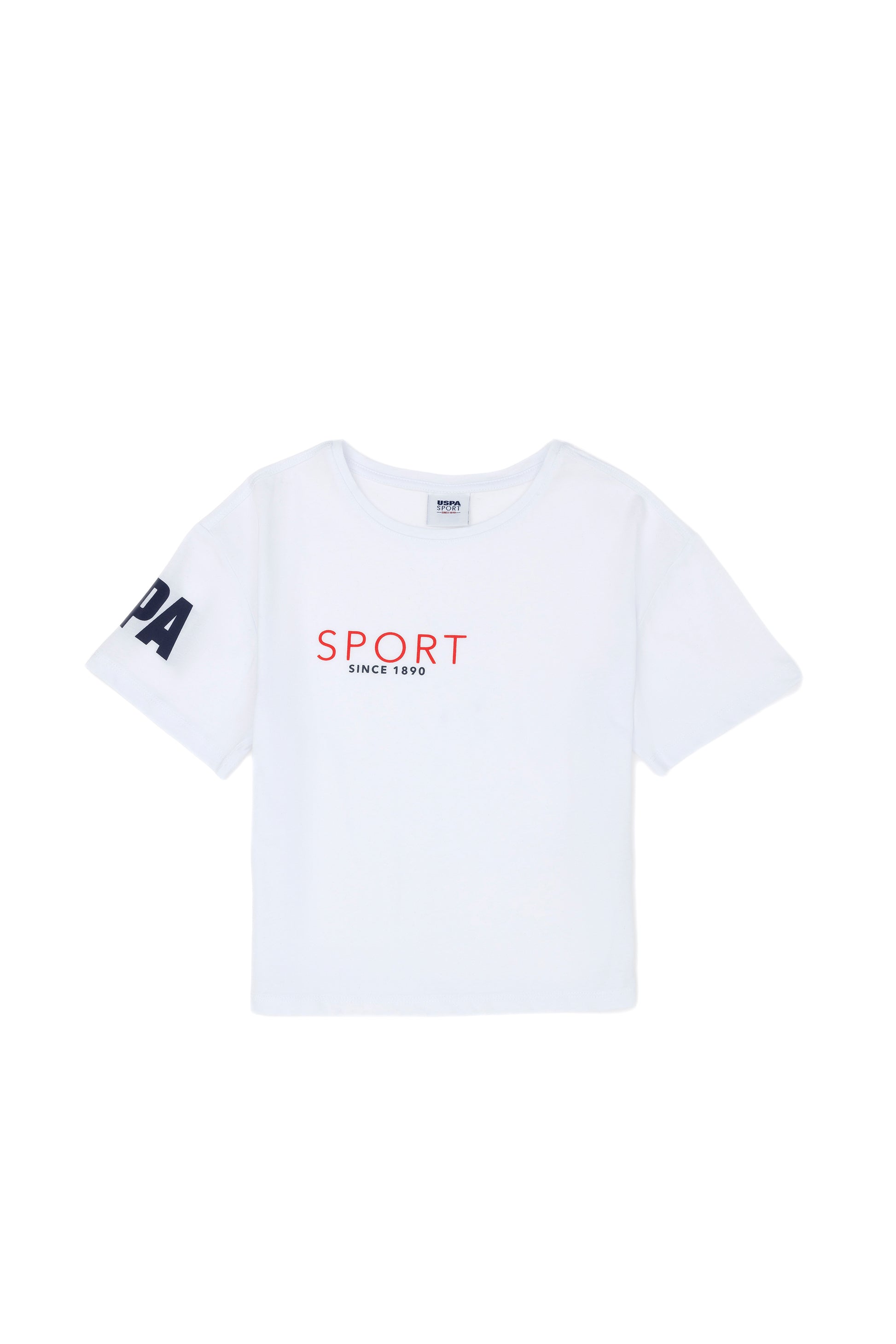 Girls' White Crew Neck T-Shirt