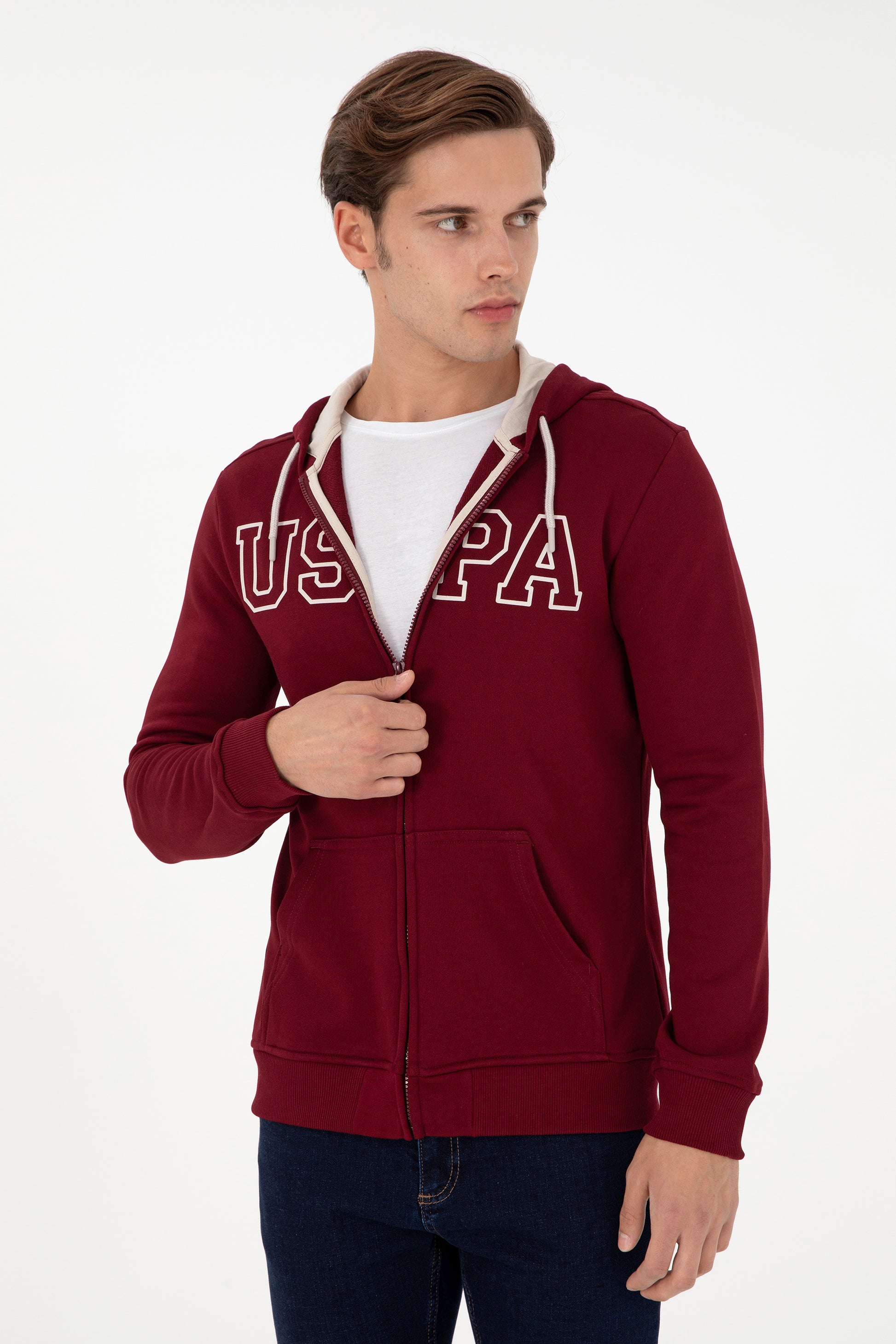 Men's Burgundy Knitted Cardigan