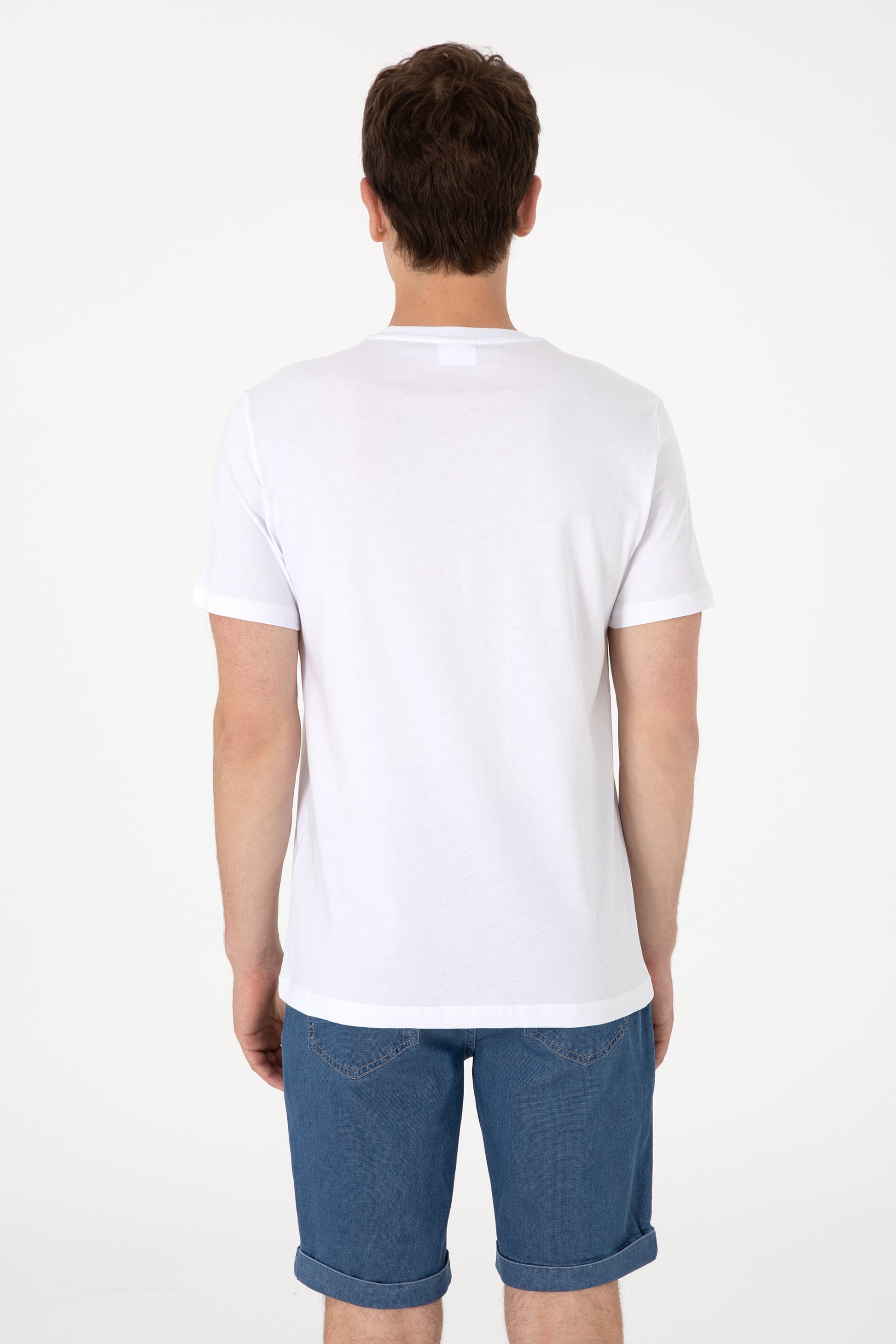 Men's Regular Fit White Crew Neck T-Shirt