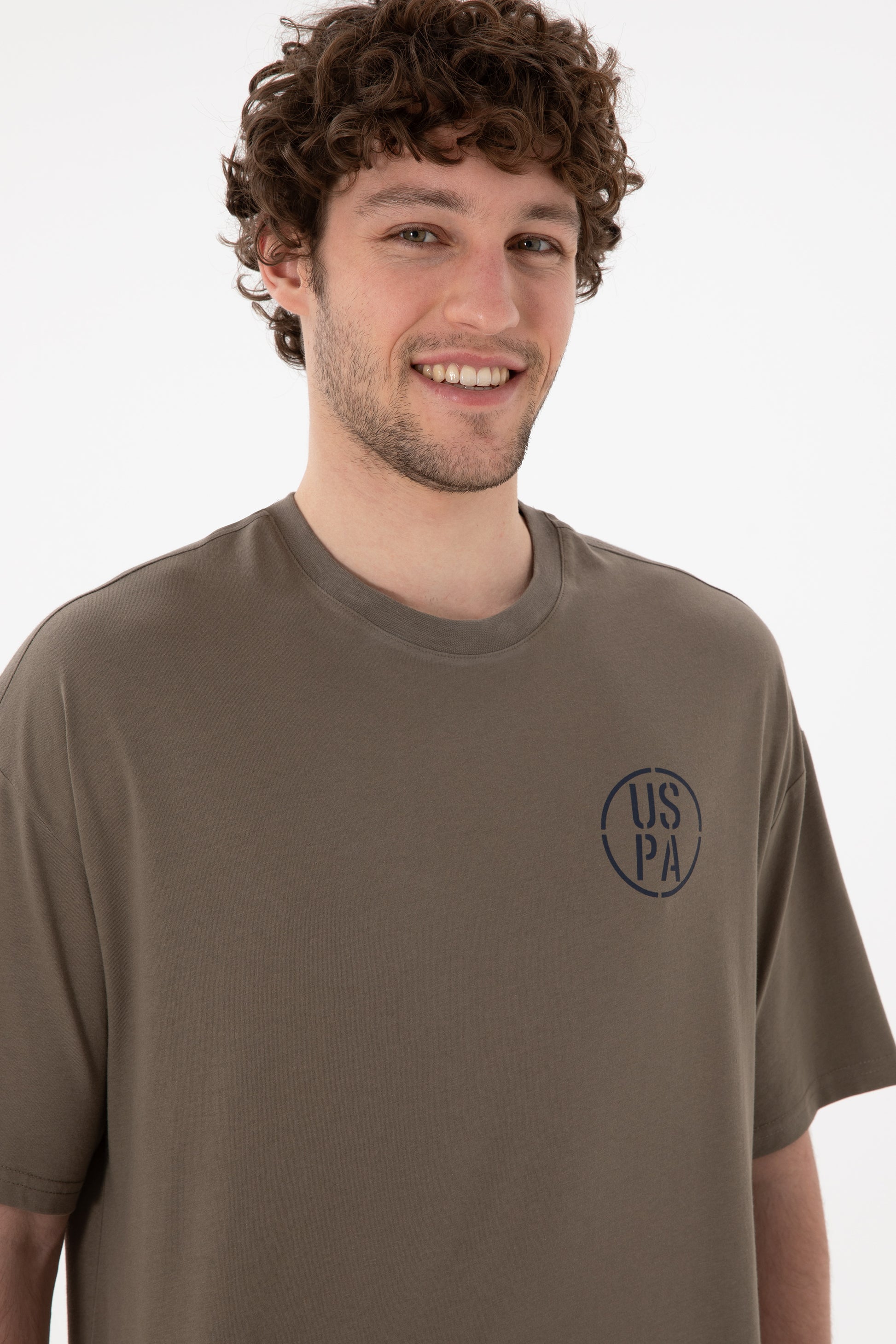 Men's Oversize Fit Crew Neck Mink T-Shirt