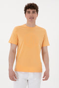 Men's Regular Fit Crew Neck Orange T-Shirt