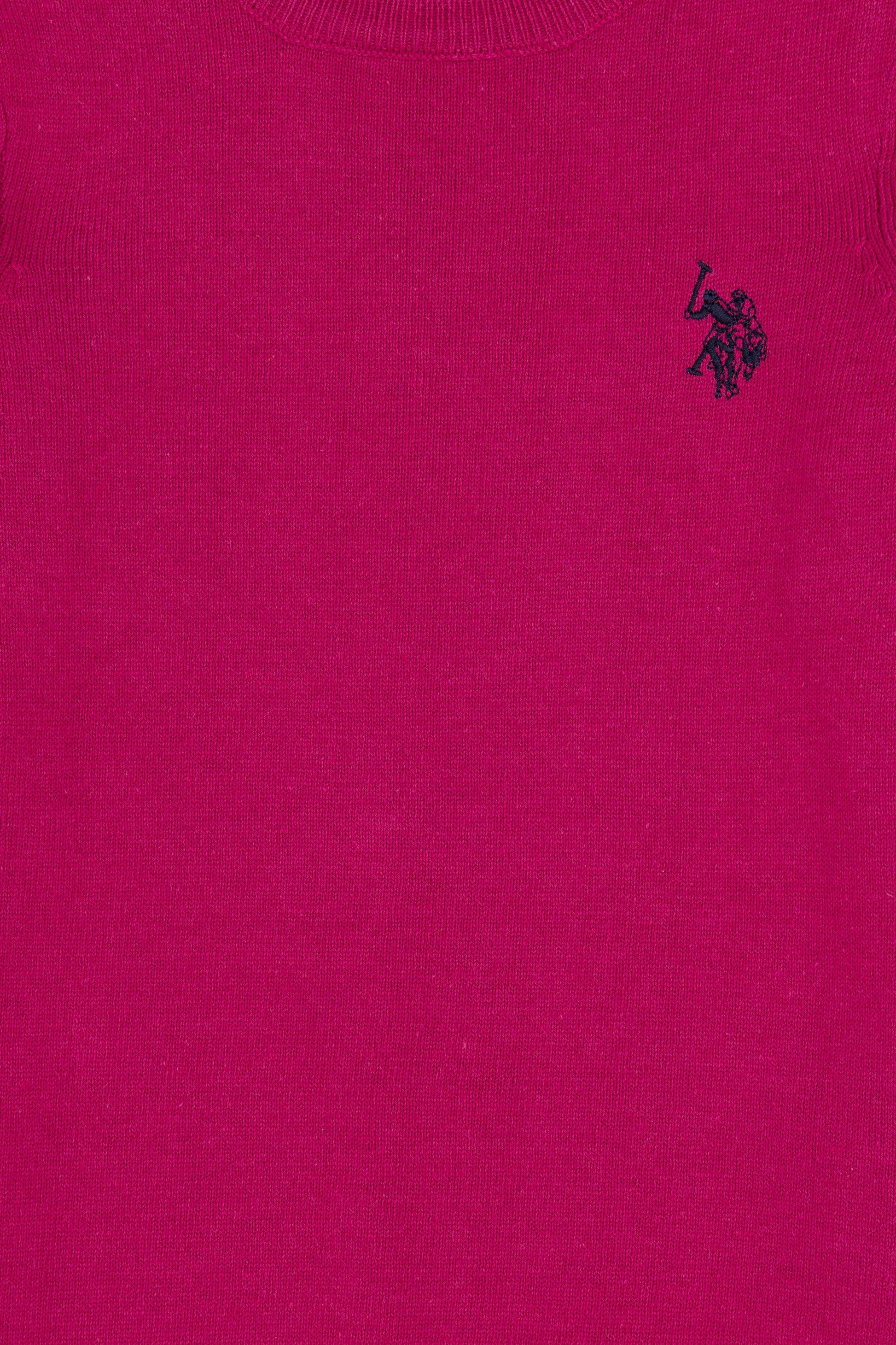 Girls' Fuchsia Crew Neck Basic Sweater