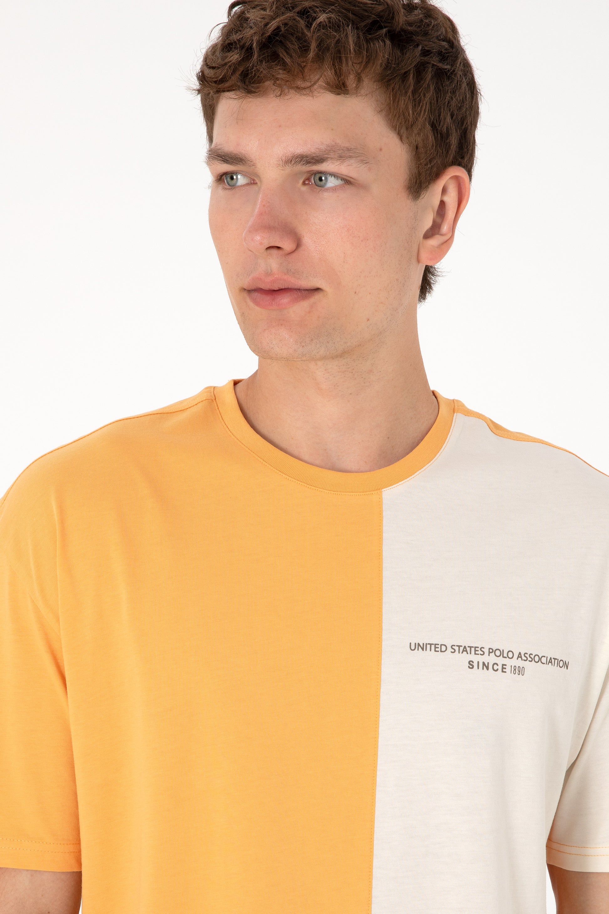 Men's Comfort Fit Crew Neck Orange T-Shirt