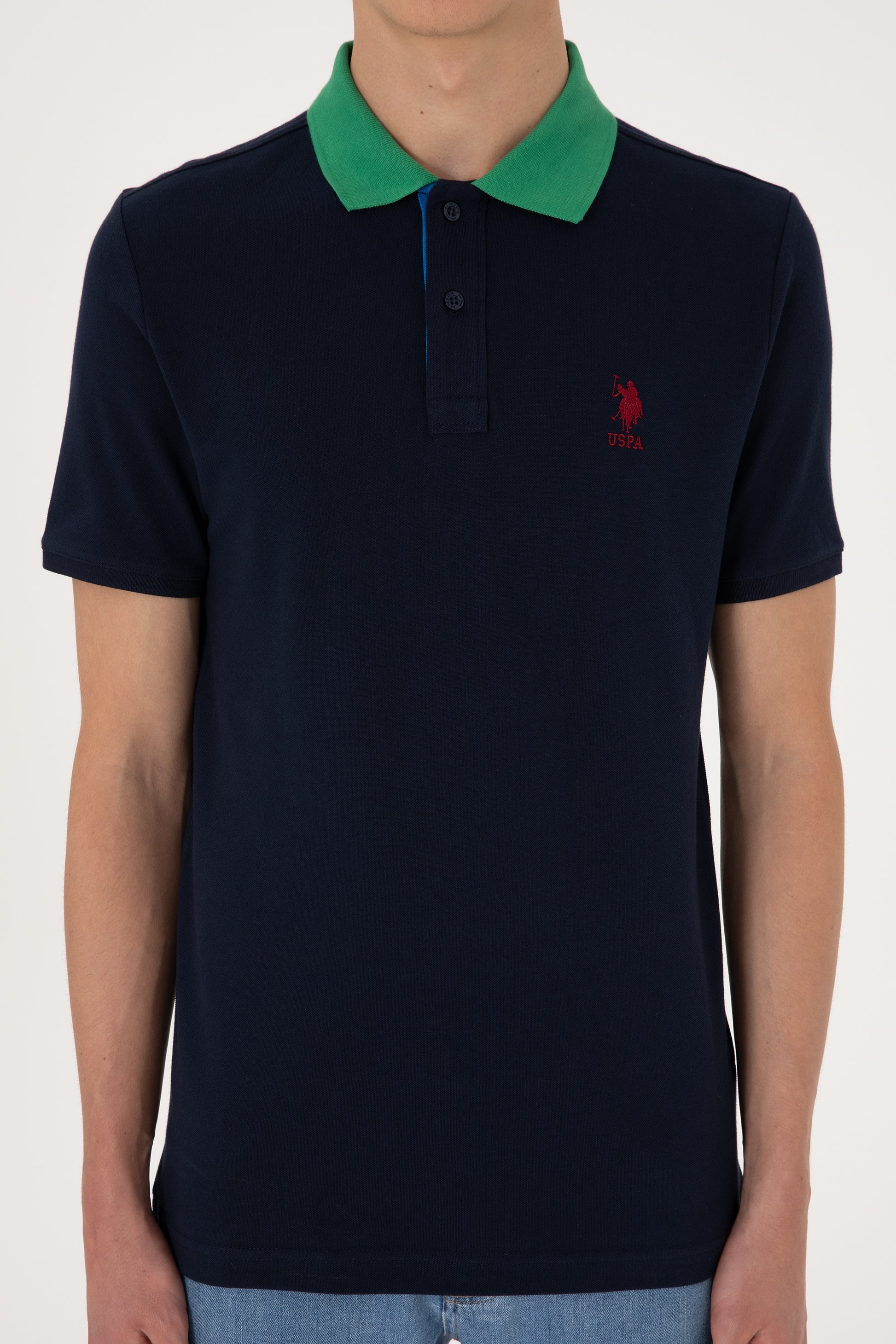Men's Regular Fit Polo Neck Navy T-Shirt