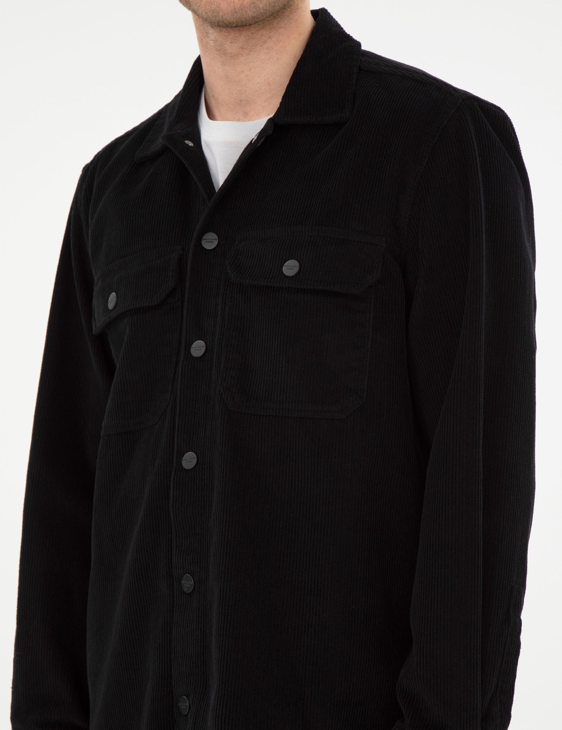 Siyah Klasik Yaka ��ift Cepli Oversize G��mlek Ceket