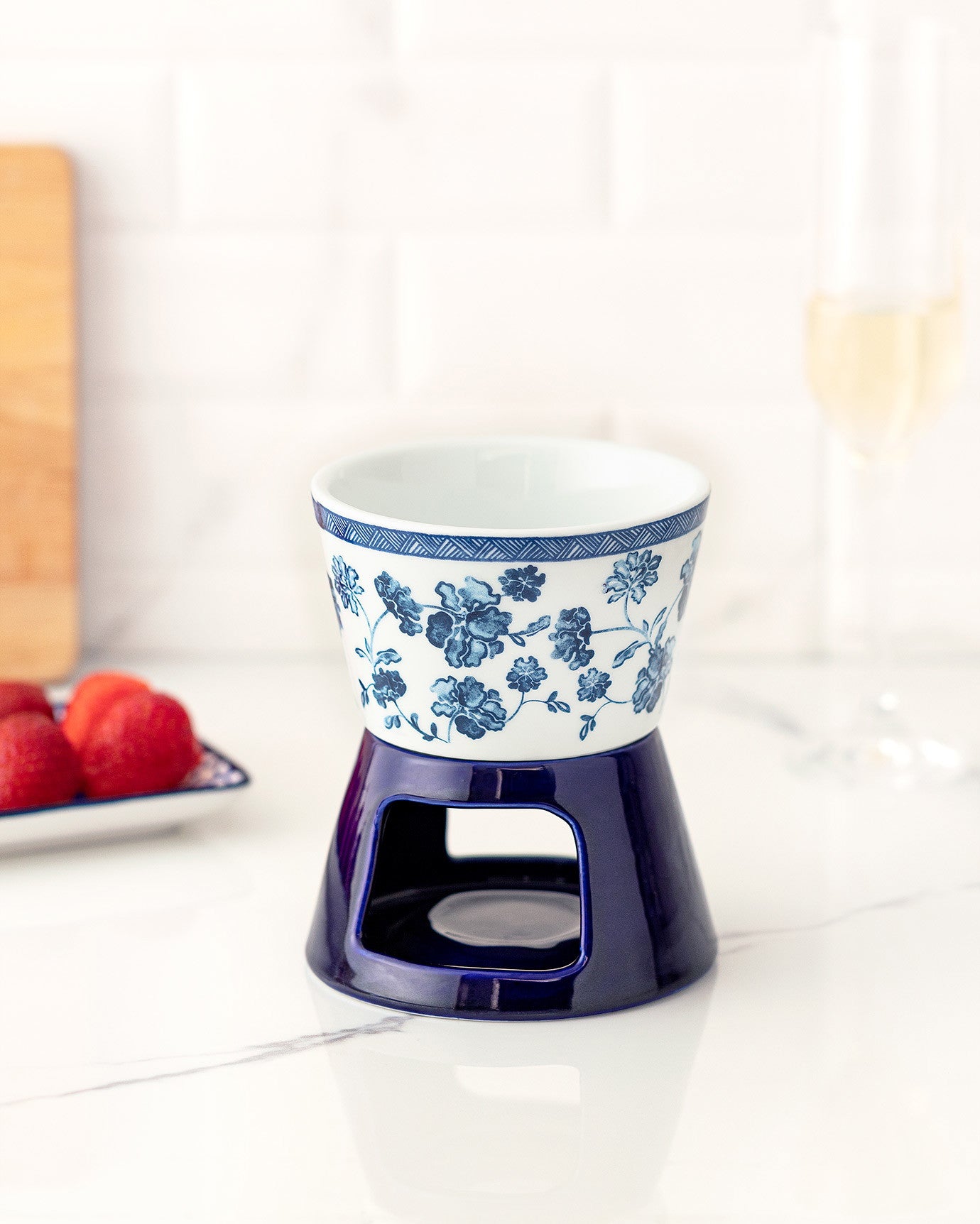 Fleur Fondue set - Blue/White