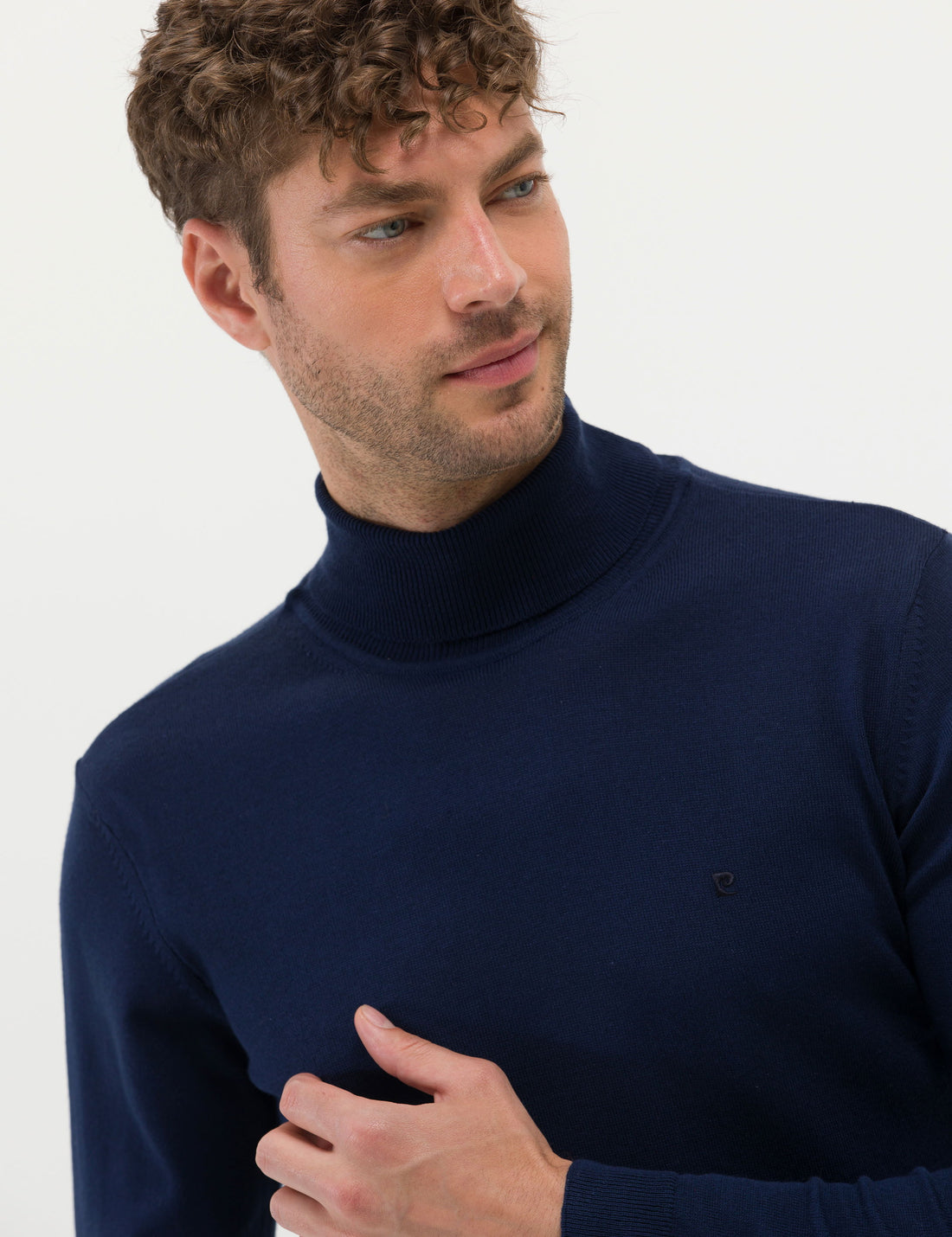 Light Navy Slim Fit Turtleneck Basic Sweater Sweater