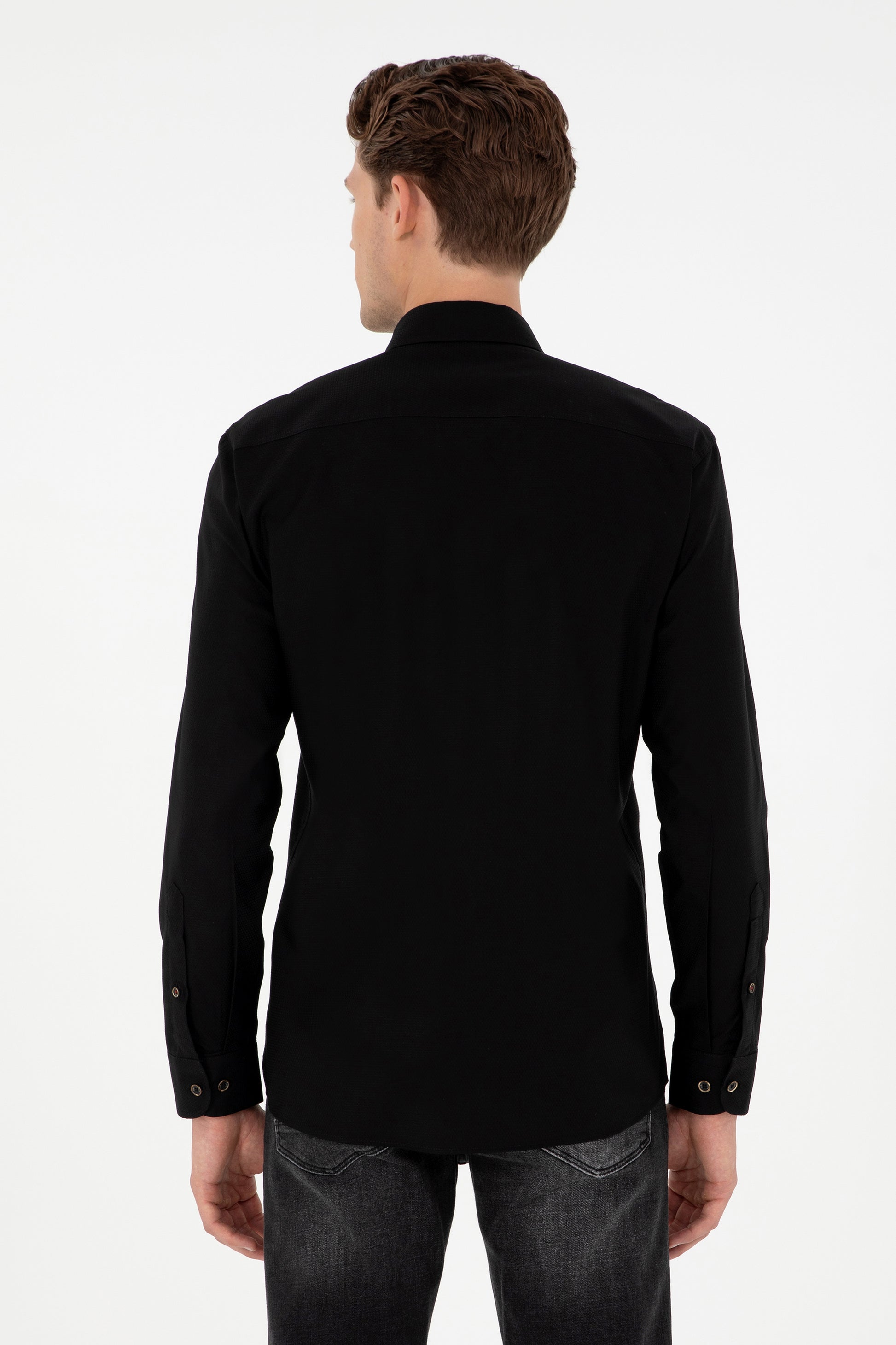 Men's Black Long Sleeve Basic Shirt