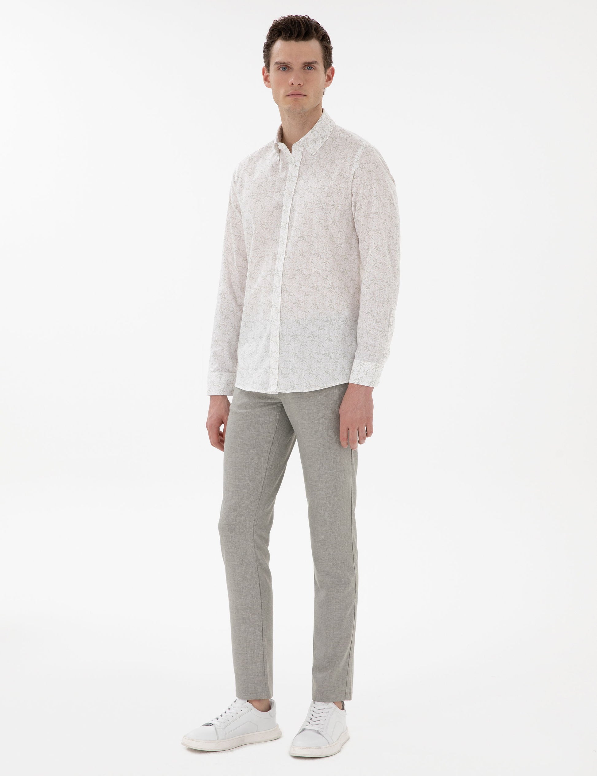 Khaki Slim Fit Long Sleeve Shirt