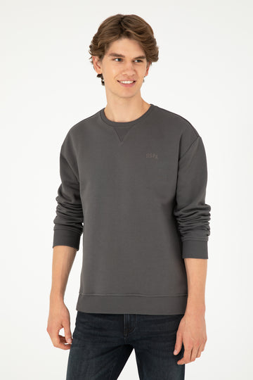 Comfort Fit Crew Neck Chiffon Anthracite Basic Sweatshirt