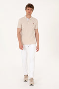 Men's Slim Fit Polo Neck Stone Basic T-Shirt