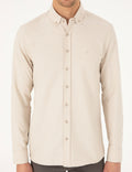 Beige Slim Fit Long Sleeve Shirt