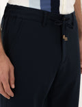 Navy Blue Carrot Fit Canvas Pants