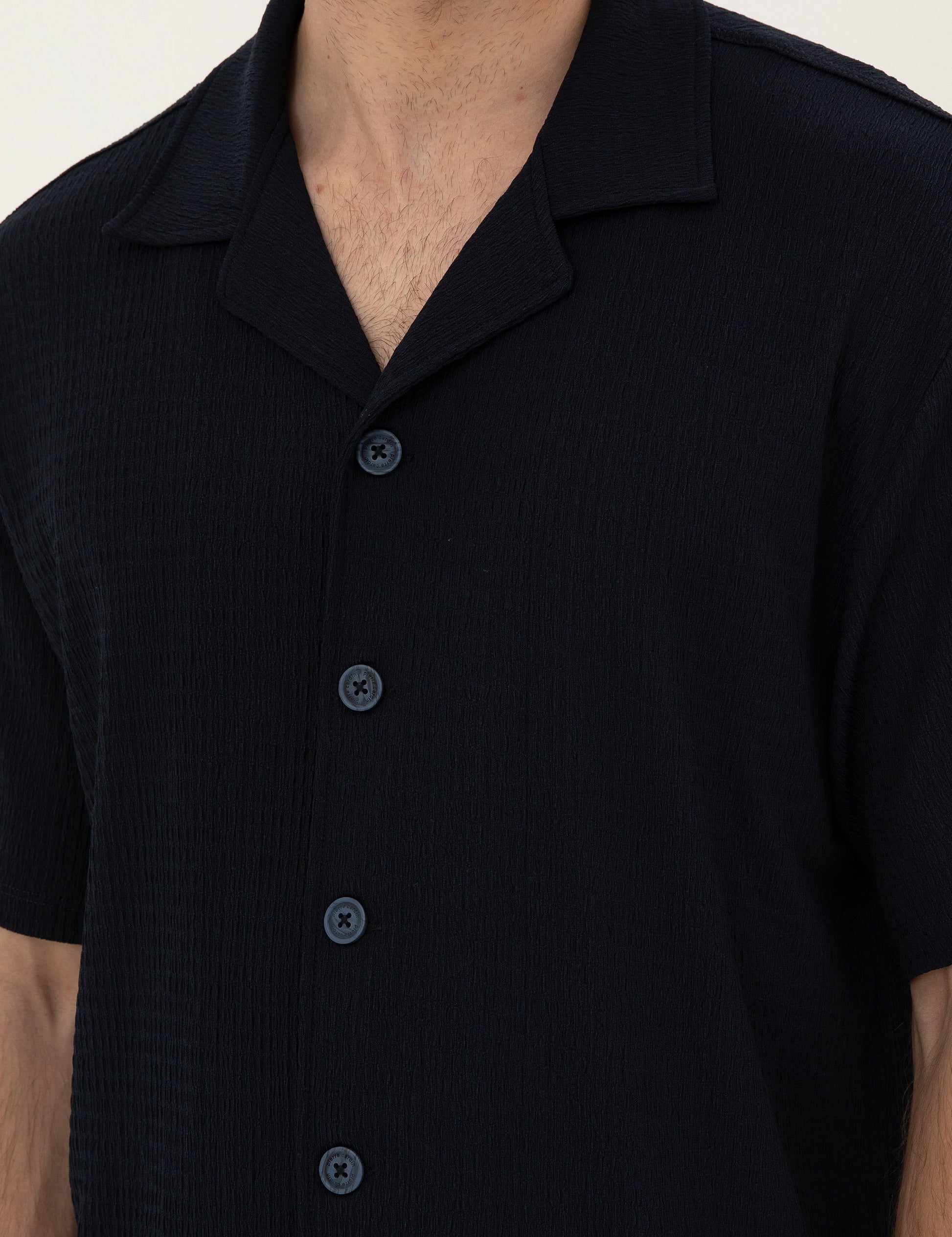 Navy Regular Fit Knitted Shirt