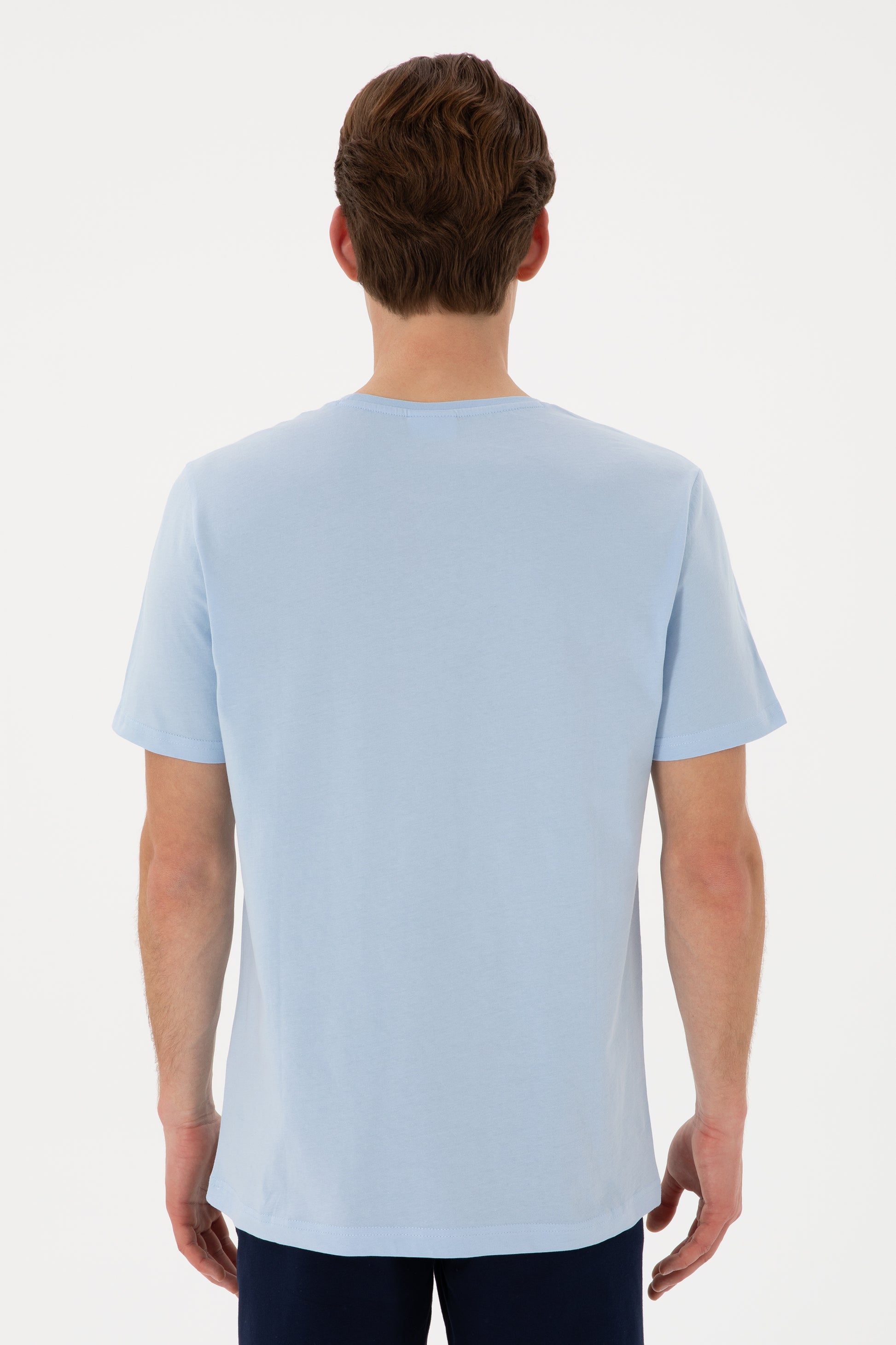 Men's Regular Fit Crew Neck Light Blue T-Shirt