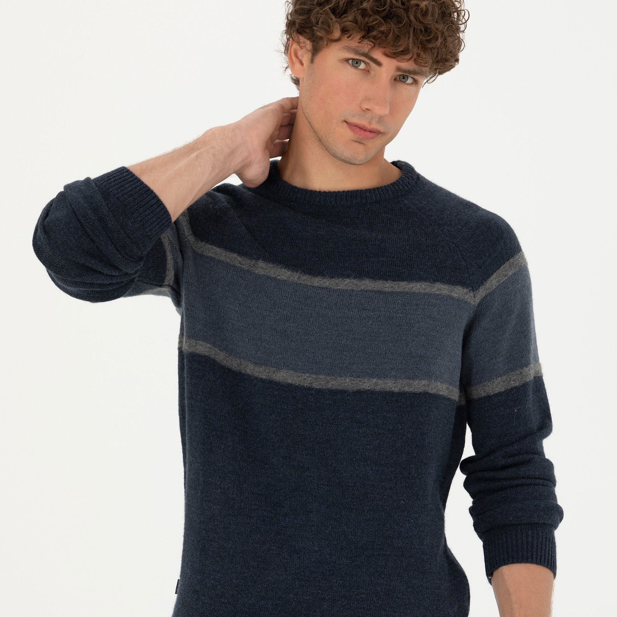 Navy Blue Slim Fit Sweater