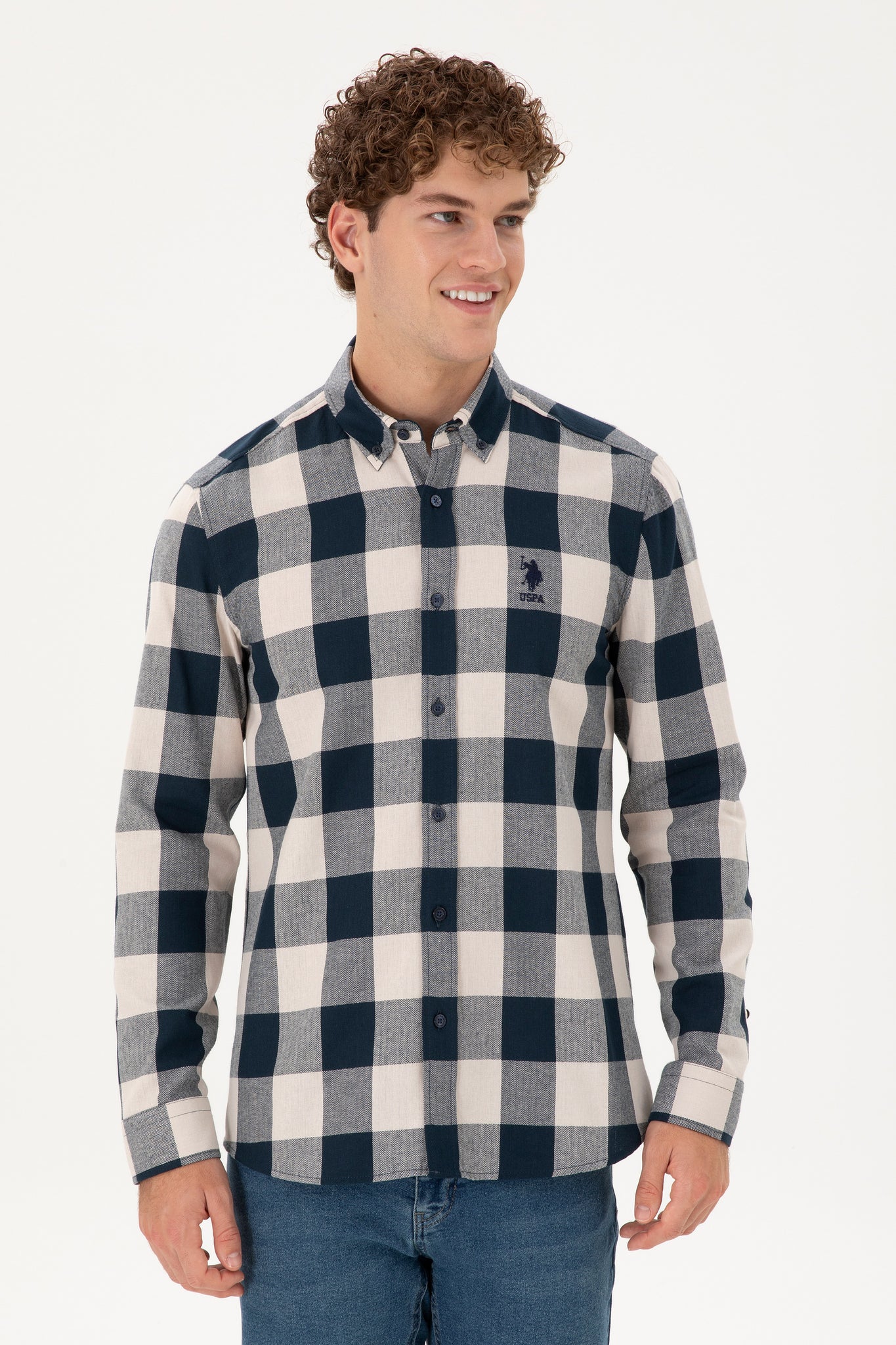 Men's Navy Blue Long Sleeve Shirt