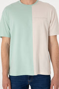 Men's Comfort Fit Crew Neck Water Green T-Shirt