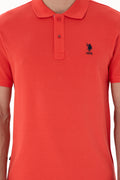 Men's Regular Fit Polo Neck Red Basic T-Shirt