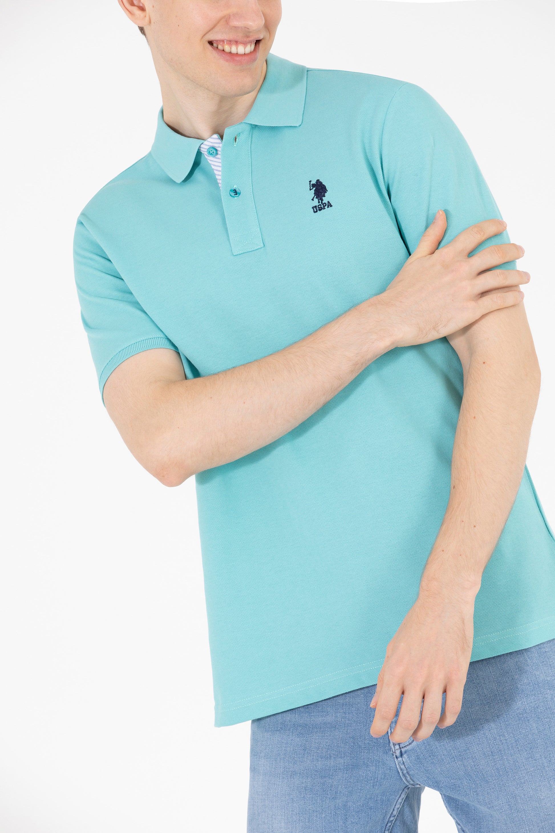 Men's Mint Basic Polo Neck T-Shirt