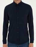 Navy Blue Slim Fit Long Sleeve Shirt