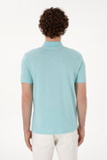 Men's Slim Fit Polo Neck Light Blue Basic T-Shirt
