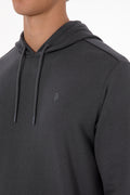 Erkek Regular Fit Kapişonlu Grı Basic Sweatshirt